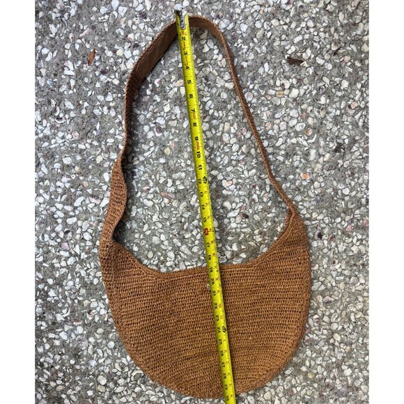 Helen Kaminski Australia Raffia Crochet Shoulder Bag Tan Brown Leather Strap - Picture 10 of 13